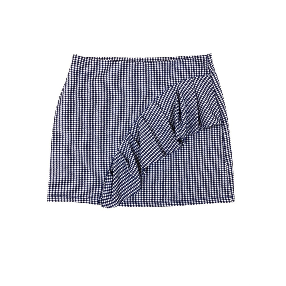 Topshop Gingham Ruffle Front Skirt